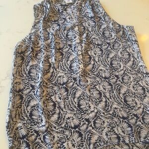 CAbi Sleeveless Top - Navy and White Floral